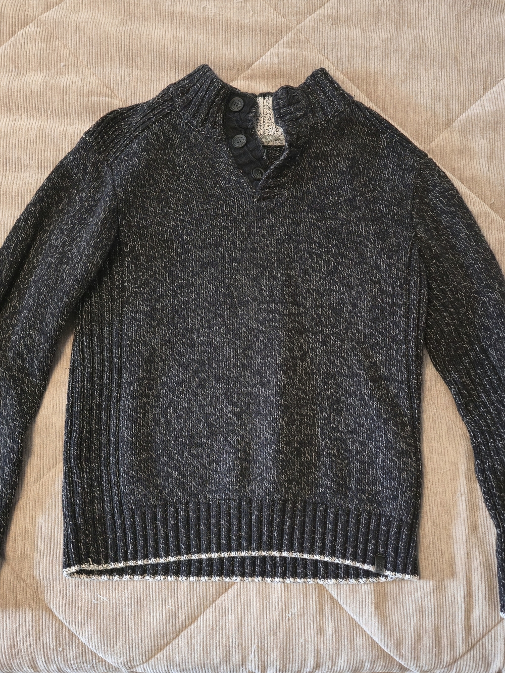 Roots Men's Black Marled Zip-Up Sweater